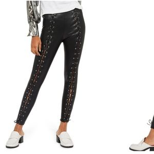 Topshop Lace up Faux Leather Stretch Pant
